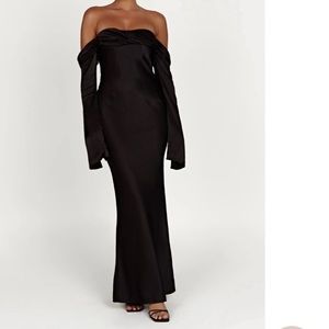 Meshki Black Satin Gown // Maxi dress